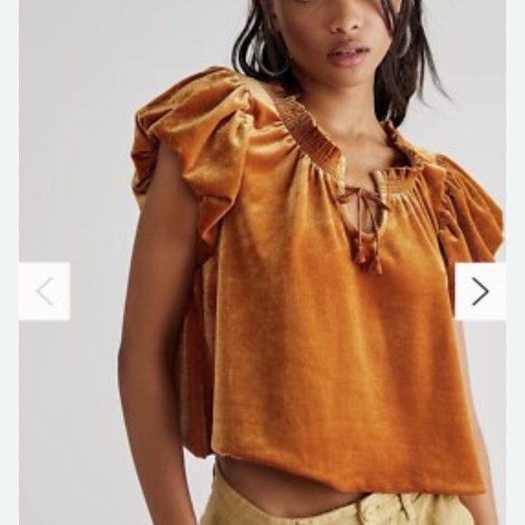 Free People Tops - Free People Terese velvet top in pumpkin pie size large